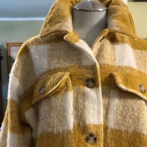 Women’s Mustard Plaid Shacket Coat